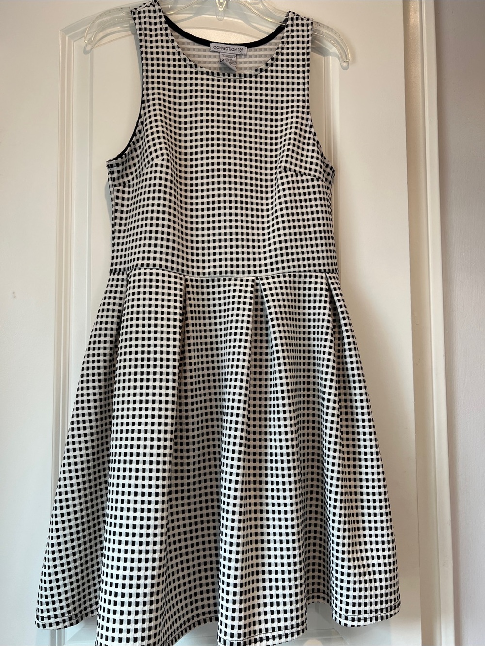 Cute Connection 18 Black and White Gingham Fit-and-Flare Dress